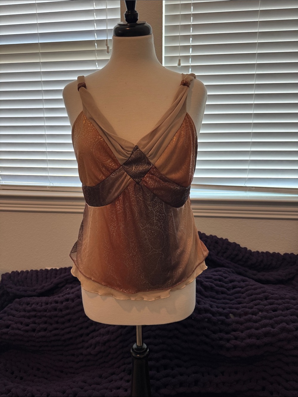 Cato Bronze Metallic Twist-Front Camisole